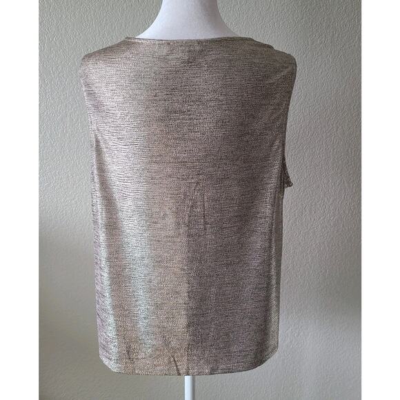 Skies Are Blue Babydoll Glitter Top Blouse Large Womens Gold Party Cocktail Club - Picture 6 of 10